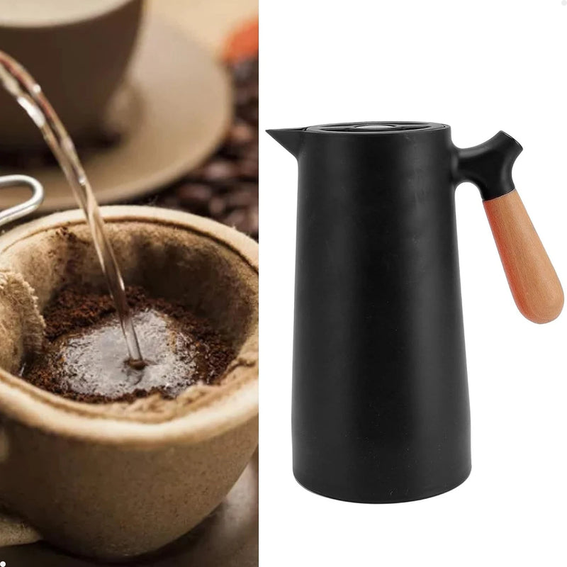 Garrafa Térmica 1 Litro Café Chá Leite Água Cabo Madeira